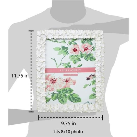 8x10 White & Gold Flower Textured Hand-Crafted Resin Picture Frame w/ Easel&Hook - Picture 4 of 7